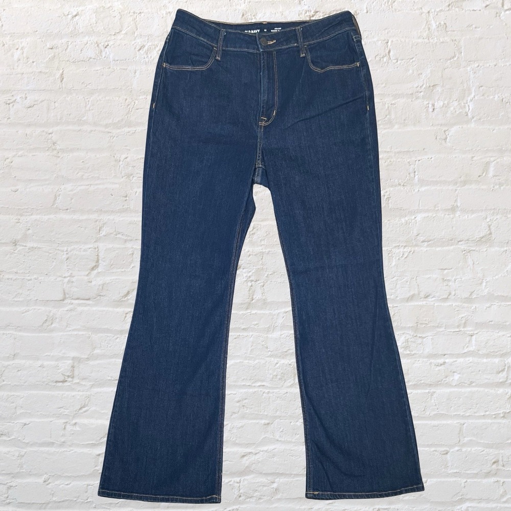 Old Navy High Rise Wow Flare‎ Jeans Size 12 Dark Wash Cowgirl Stretch Y2K 30x30